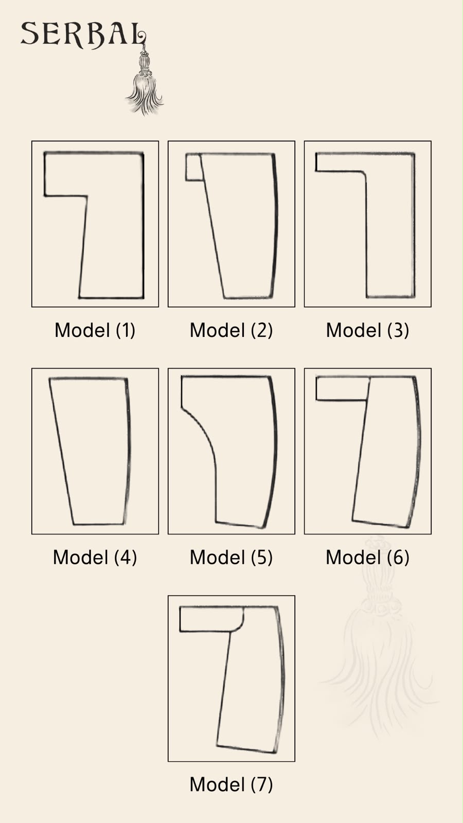 Choose Your Abaya Cut - Models 1 to 7